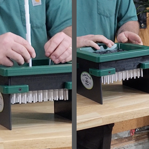 loading tray with per rolled cones and tray loaded with pre rolled cones